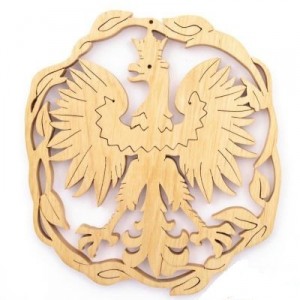 Aigle polonais en bois avec couronne